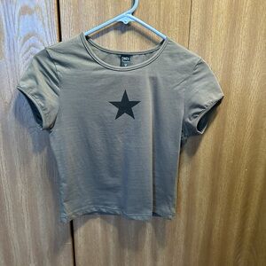 DKNY Gray Star Print Women's Top